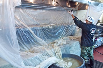 image of man performing Kitchen Grease Cleaning 